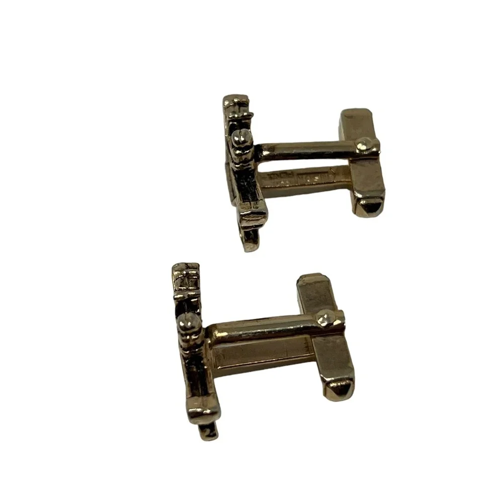 Vintage Mens Antique Car Cuff Links Gold‎ Tone